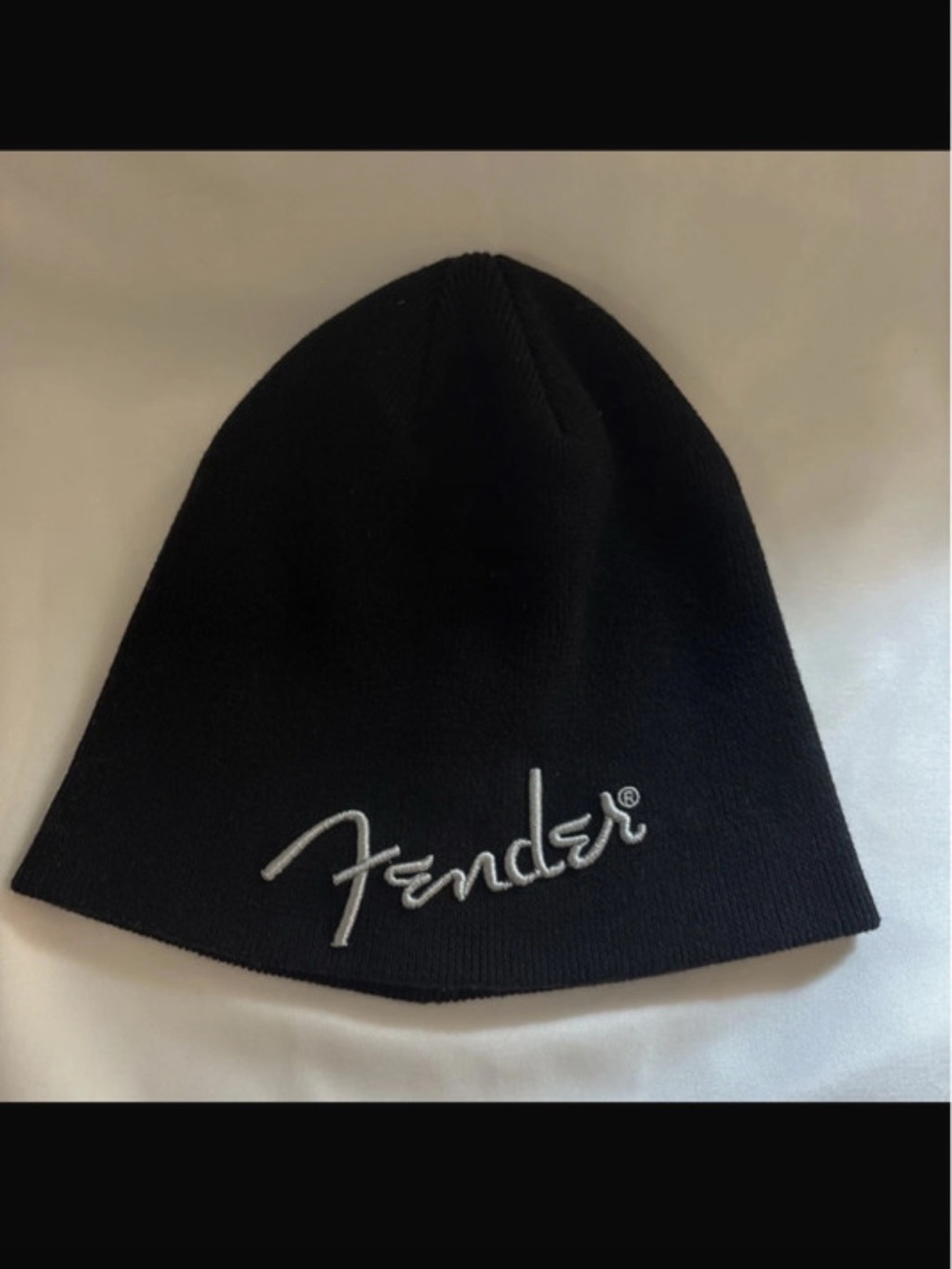 Fender Black Knit Beanie with White Script Logo
